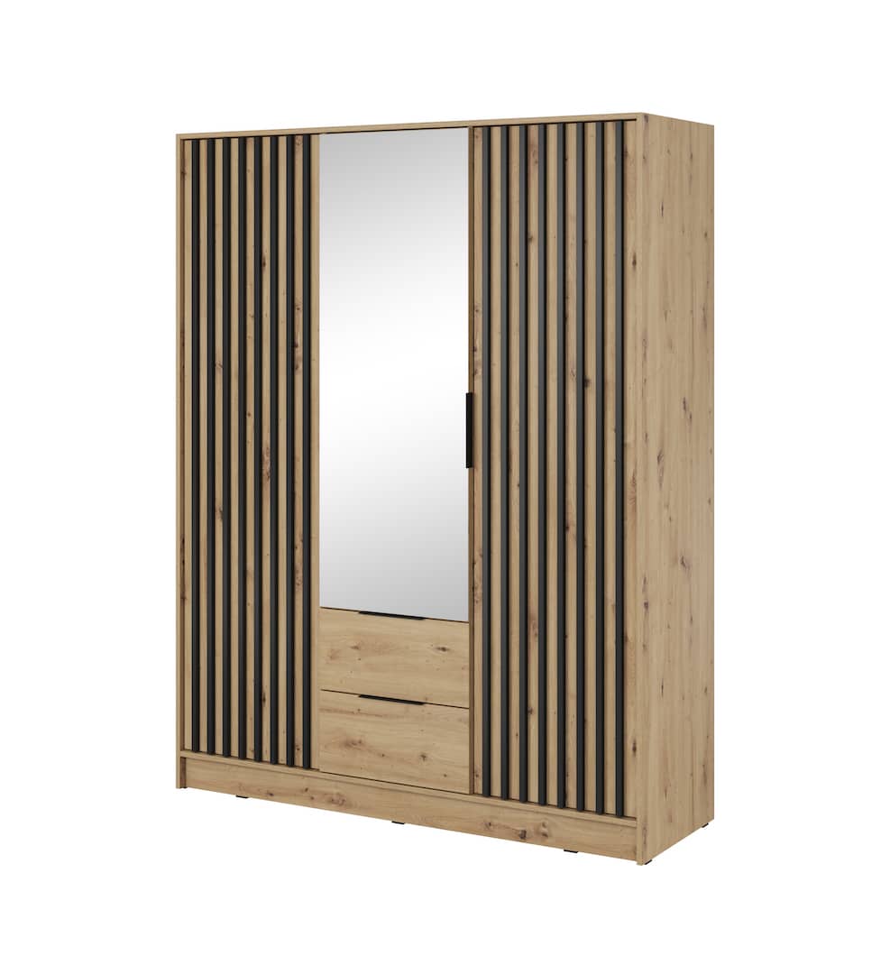 Nelly Hinged Door Wardrobe 155cm - Graphite & Lamela Artisan – image 3