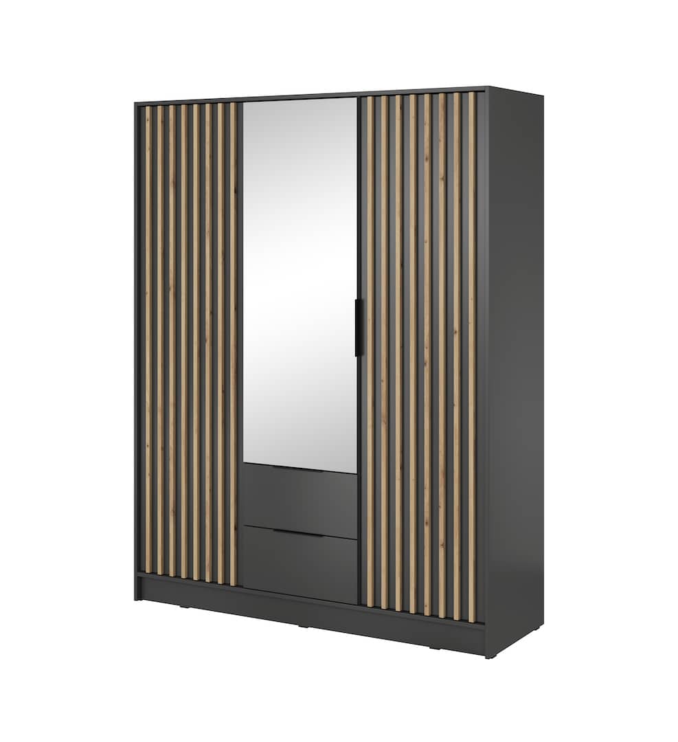 Nelly Hinged Door Wardrobe 155cm - Graphite & Lamela Artisan – image 5