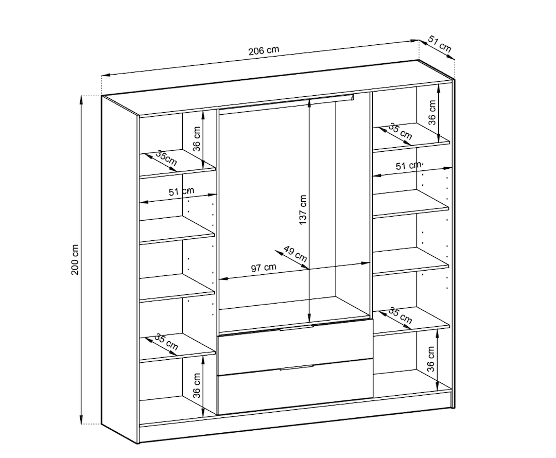 Nelly Hinged Door Wardrobe 206cm - Grey & Lamela Artisan – image 10