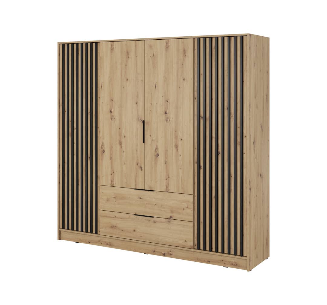 Nelly Hinged Door Wardrobe 206cm - Grey & Lamela Artisan – image 3