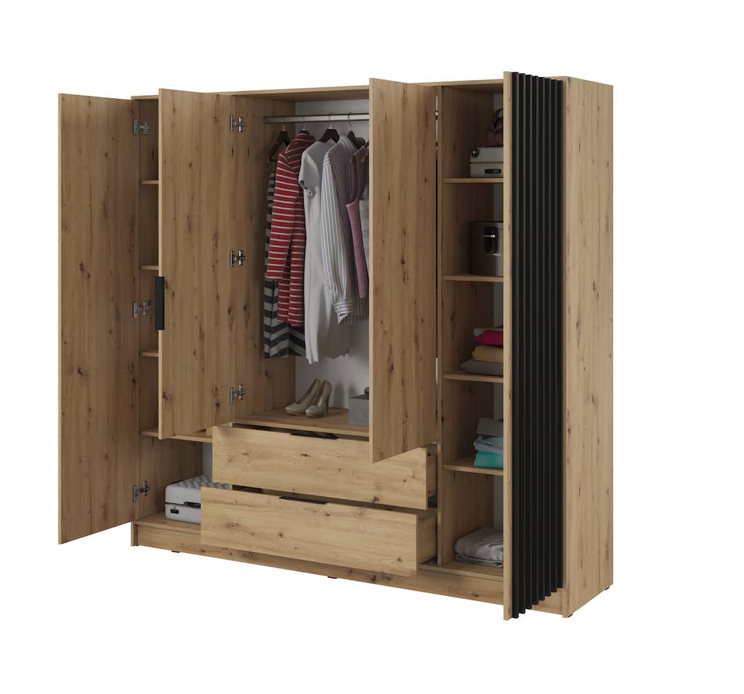 Nelly Hinged Door Wardrobe 206cm - Grey & Lamela Artisan – image 4
