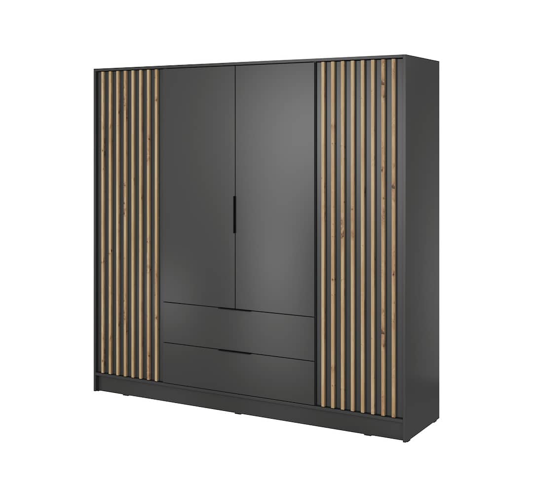 Nelly Hinged Door Wardrobe 206cm - Grey & Lamela Artisan – image 6