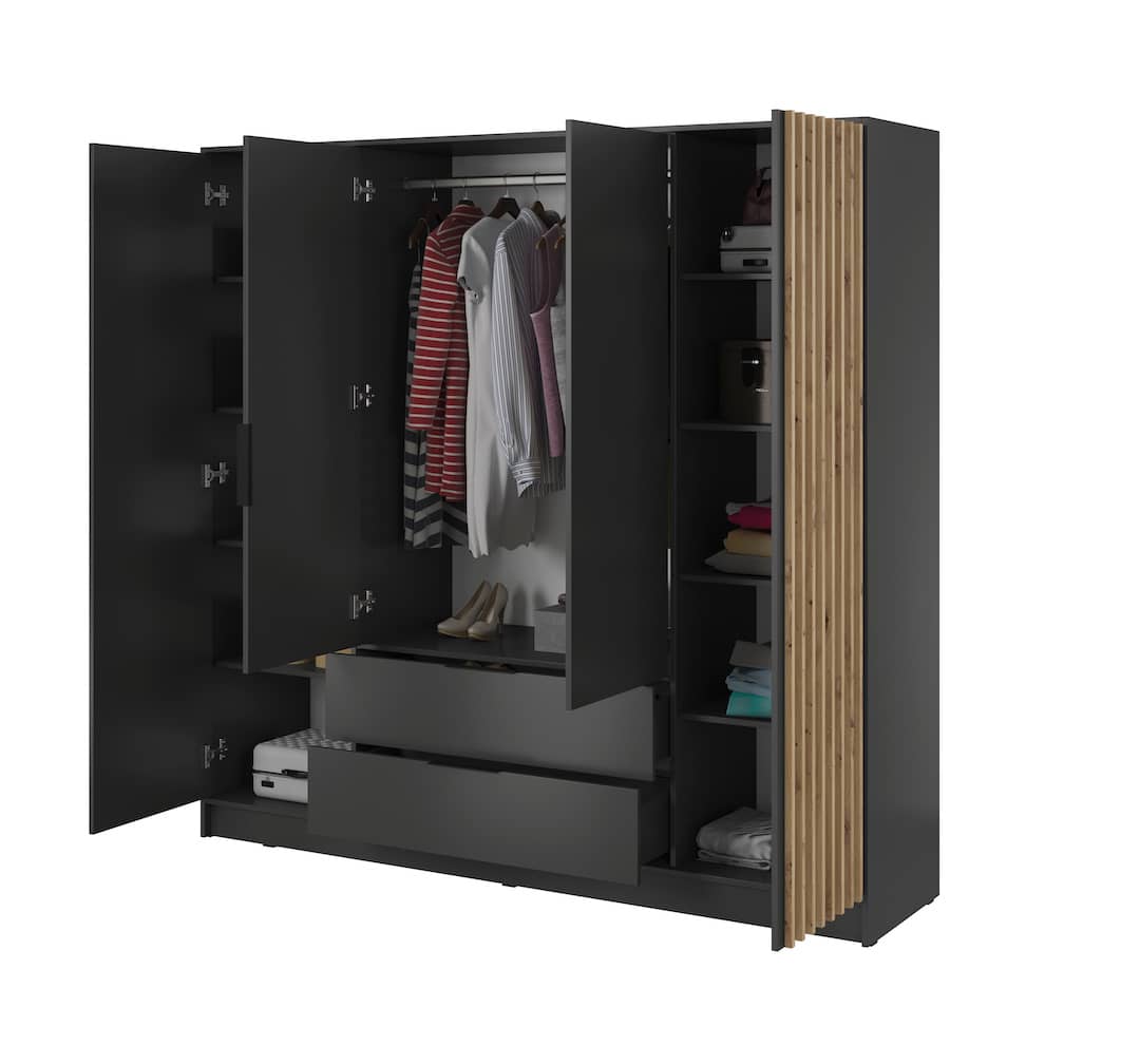 Nelly Hinged Door Wardrobe 206cm - Grey & Lamela Artisan – image 7