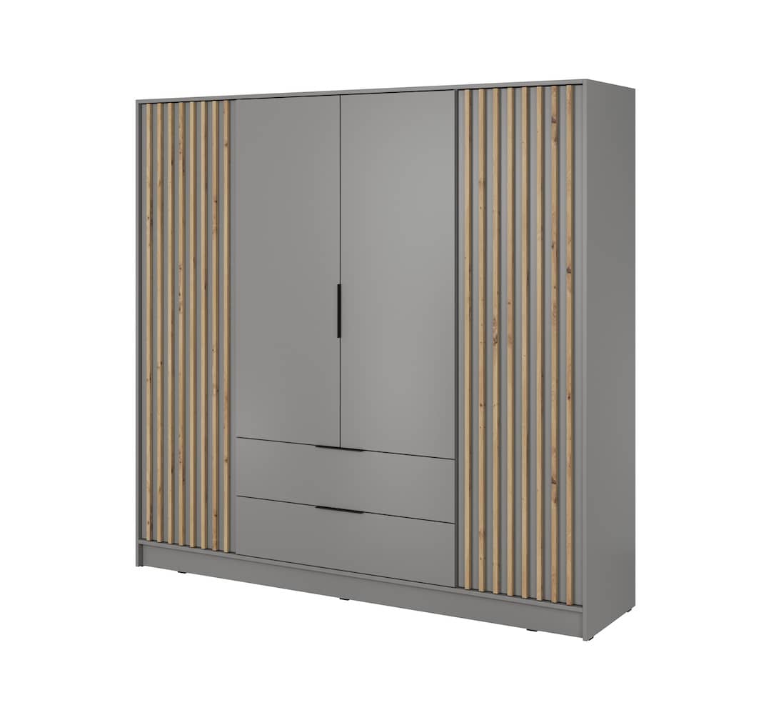 Nelly Hinged Door Wardrobe 206cm - Grey & Lamela Artisan – image 8