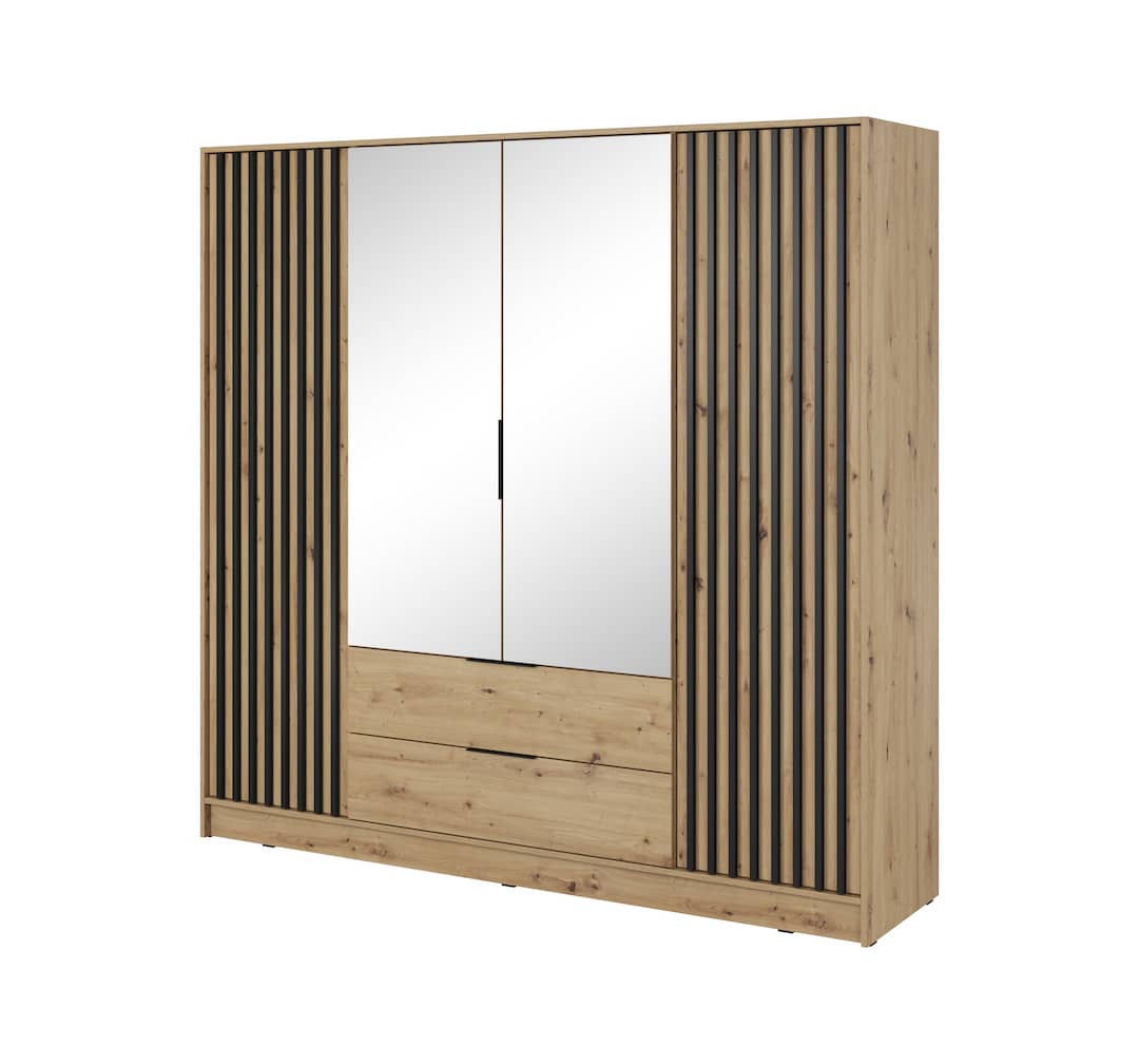 Nelly Hinged Door Wardrobe 206cm - Grey & Lamela Artisan – image 3