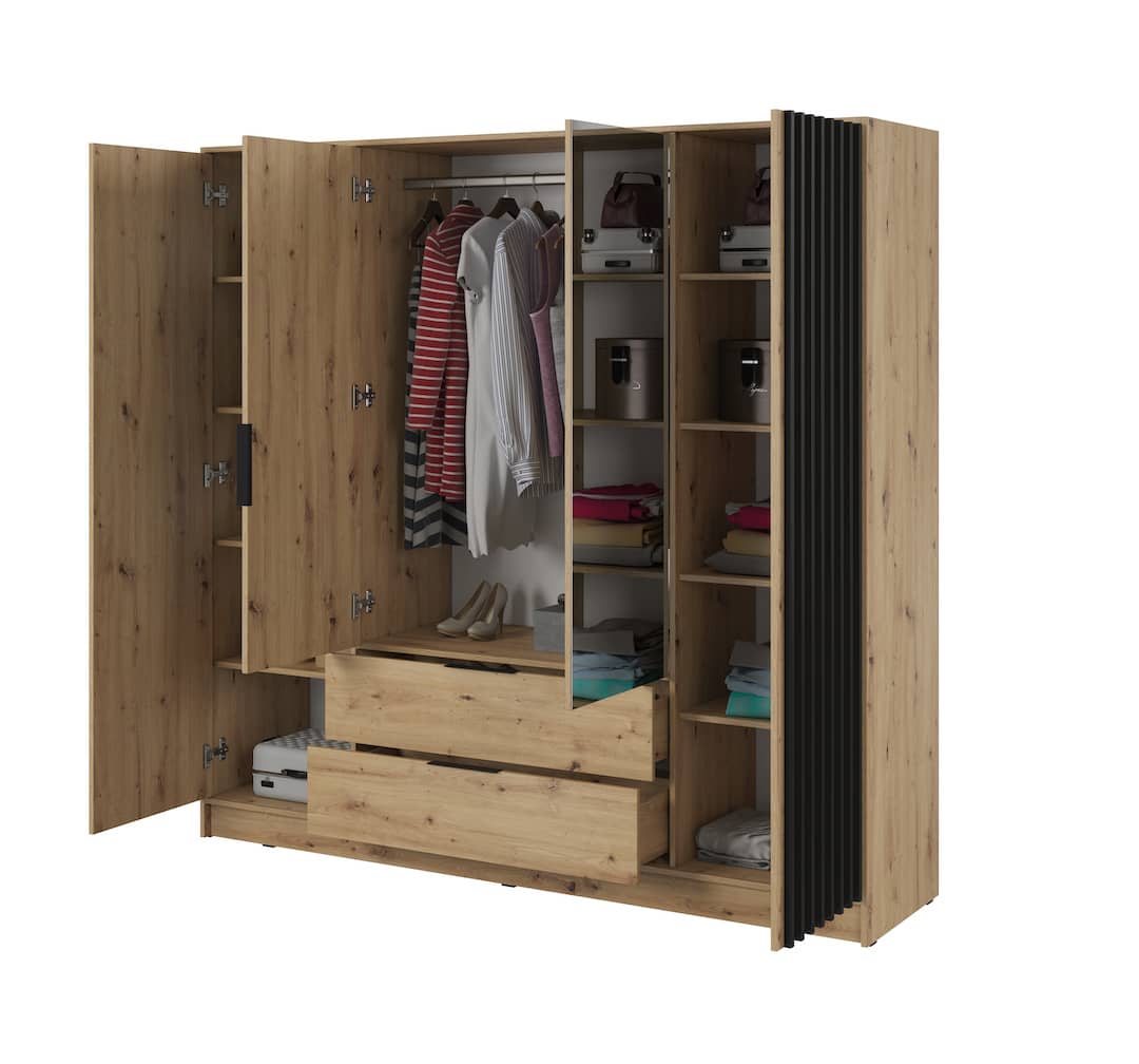 Nelly Hinged Door Wardrobe 206cm - Grey & Lamela Artisan – image 4