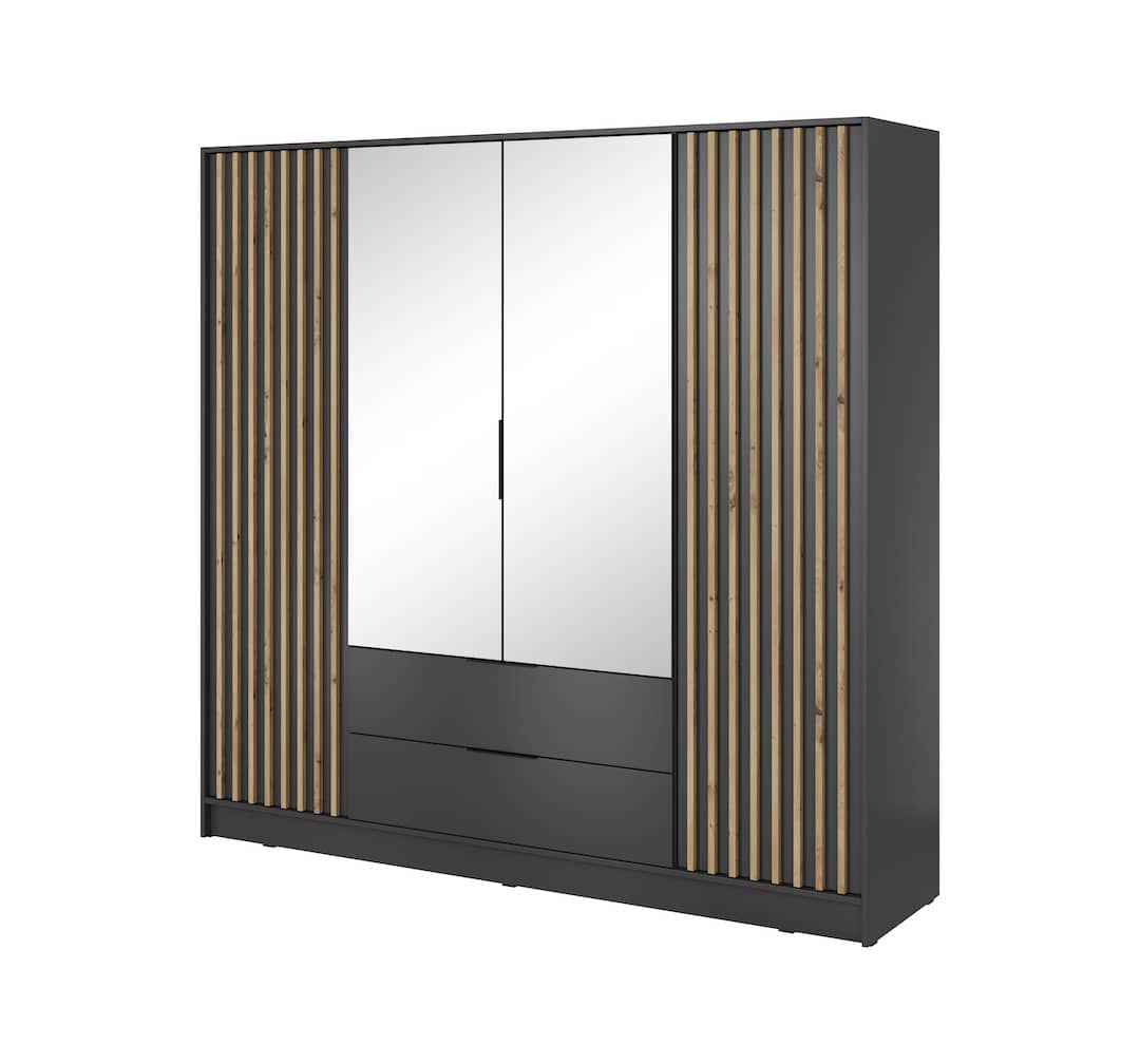 Nelly Hinged Door Wardrobe 206cm - Grey & Lamela Artisan – image 6