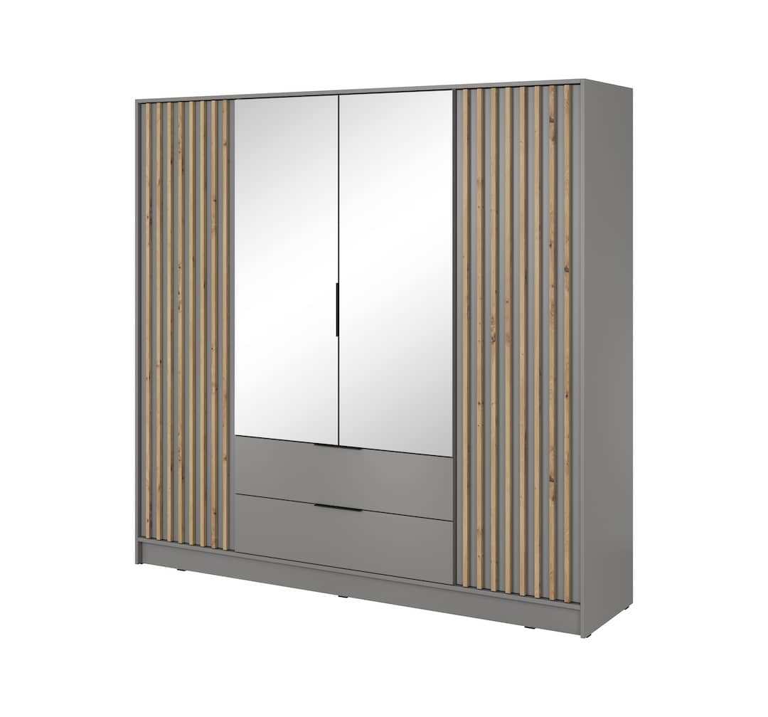Nelly Hinged Door Wardrobe 206cm - Grey & Lamela Artisan – image 8