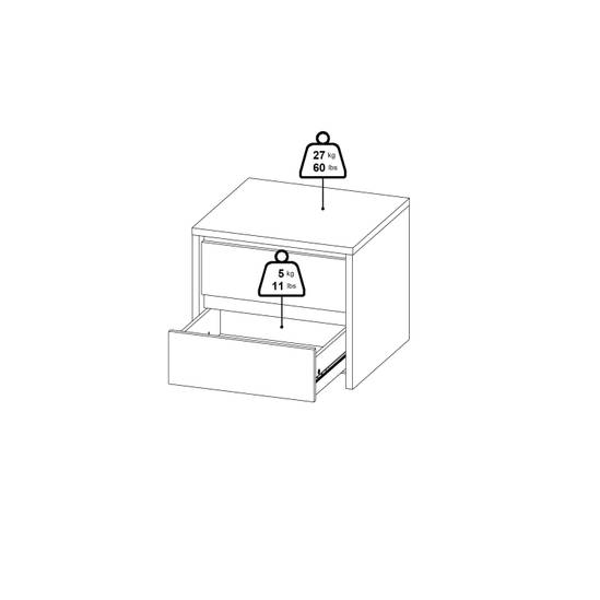 Next 51.6cm 2-Drawer Nightstand – White – image 12