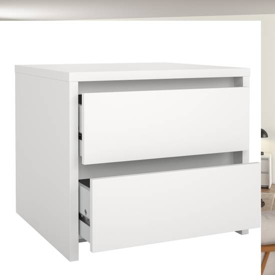 Next 51.6cm 2-Drawer Nightstand – White – image 5