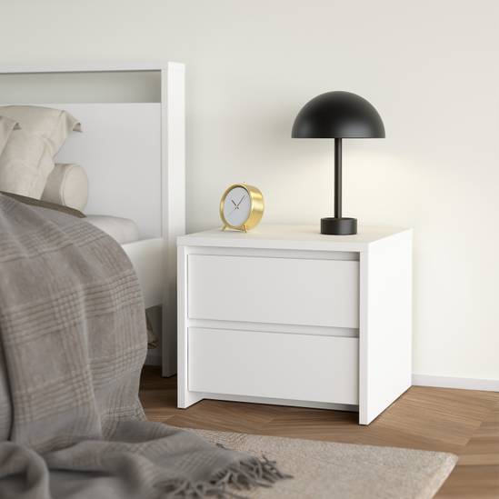 Next 51.6cm 2-Drawer Nightstand – White – image 7