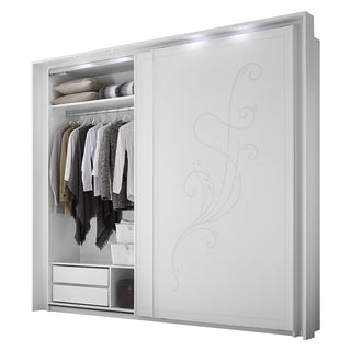 Nivea Wooden Wardrobe In Serigraphy White And LED