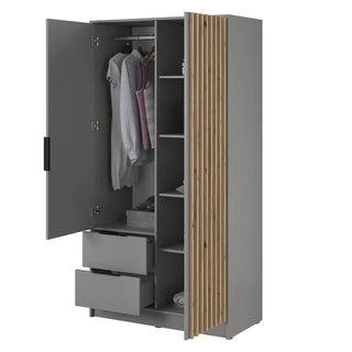 Newberry Mirrored Wardrobe With 2 Hinged Doors 105cm In Grey