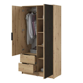 Newberry Wooden Wardrobe With 2 Hinged Doors 105cm In Artisan Oak