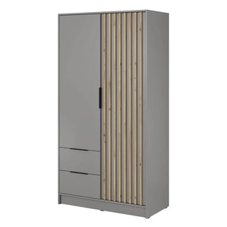 Newberry Wooden Wardrobe With 2 Hinged Doors 105cm In Grey