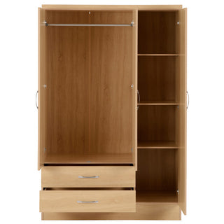 CHOICEWARDROBE Modara Sonoma Oak Mirrored Wardrobe – 3 Doors, 2 Drawers, Modern Bedroom Storage