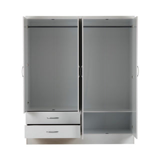 CHOICEWARDROBE Modara White 4 Door Wardrobe with 2 Drawers & Twin Full-Length Mirrors – Modern Bedroom Storage