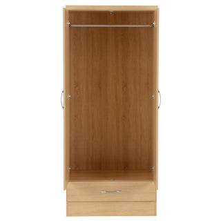 CHOICEWARDROBE Modara Sonoma Oak 2 Door 1 Drawer Wardrobe – 74cm Slimline Bedroom Storage