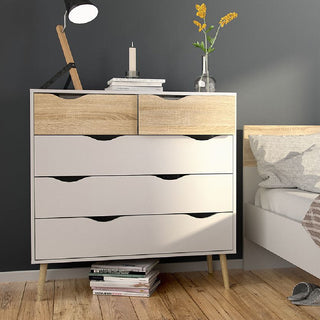 Okla Wooden Bedroom Set With 2 Doors Wardrobe In White And Oak