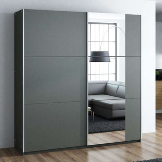 Oldham 151cm 2-Door Mirrored Sliding Wardrobe in Grey