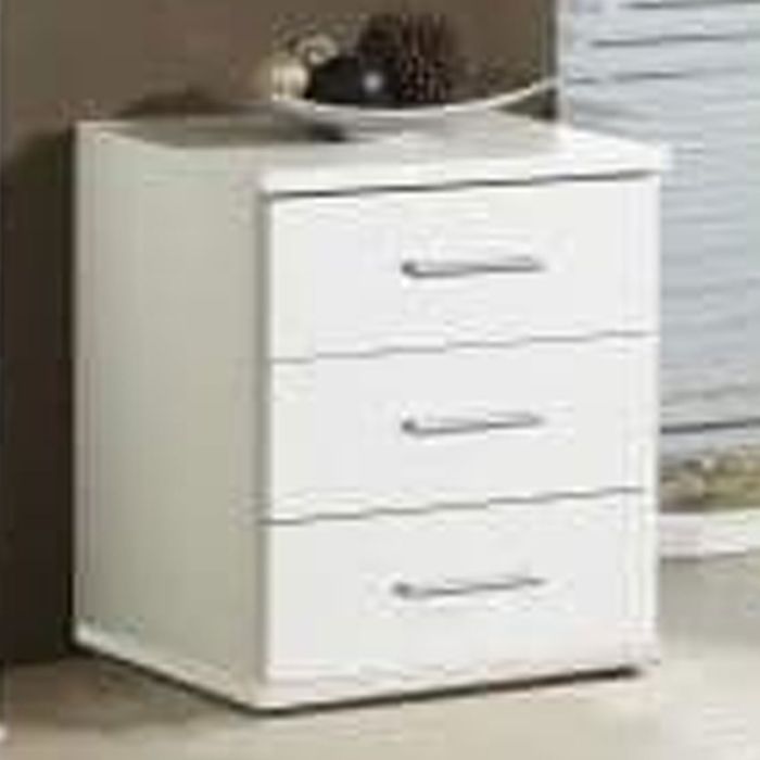 Olivia 45cm 3-Drawer Bedside Table - White