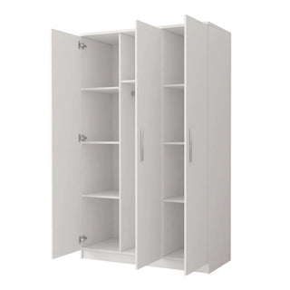 CHOICEWARDROBE Orlan 3 Door Wardrobe – Matt White Finish | Spacious Hinged Storage with Hanging Rail & Shelving