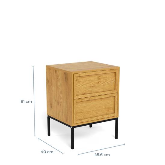 Palmdale 45.6cm 2-Drawer Bedside Table – Wild Oak – image 12