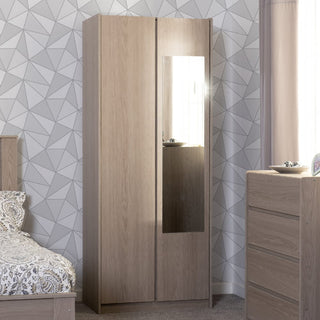 Palmyra Mirrored Wardrobe With 2 Doors In Smoked Ash