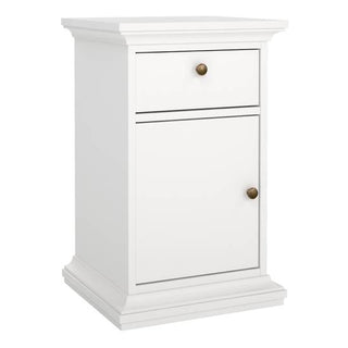 Paris 43.6cm 1-Door 1-Drawer Nightstand – White – image 1