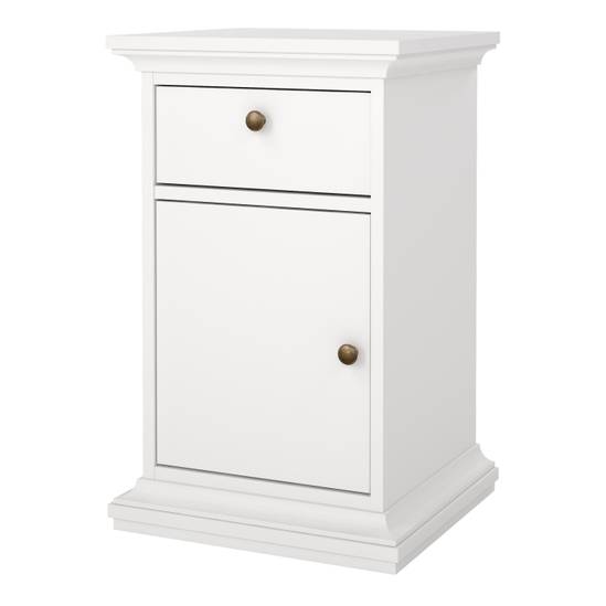 Paris 43.6cm 1-Door 1-Drawer Nightstand – White – image 3