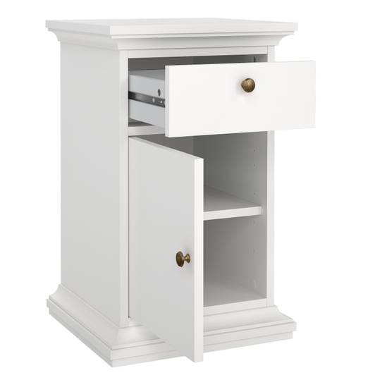 Paris 43.6cm 1-Door 1-Drawer Nightstand – White – image 5