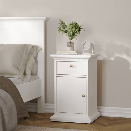 Paris 43.6cm 1-Door 1-Drawer Nightstand – White – image 8