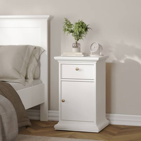 Paris 43.6cm 1-Door 1-Drawer Nightstand – White – image 9