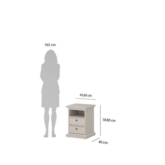 Paris 43.6cm 2-Drawer Nightstand – Cashmere – image 10