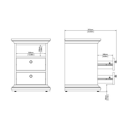 Paris 43.6cm 2-Drawer Nightstand – Cashmere – image 12