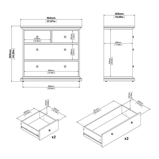 Paris 183.4cm 8-Drawer Wide Chest – Grey – image 12