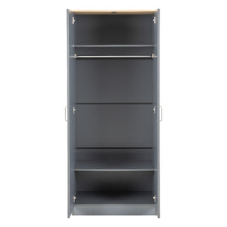 Parnu Wooden Furniture Set With 2 Doors Wardrobe In Grey And Oak