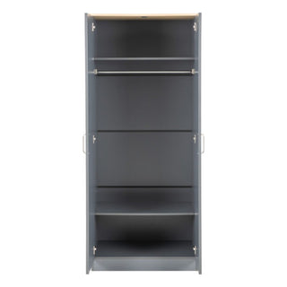 Parnu Wooden Wardrobe With 2 Doors In Grey And Oak