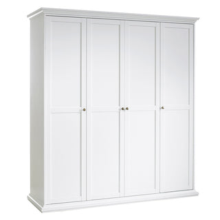 Paroya Wooden 4 Doors Wardrobe In White