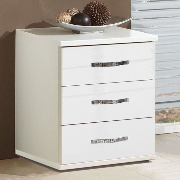 Paul 45cm 3-Drawer Bedside Table - White Gloss