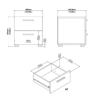 Perkin Wooden Furniture Set With 2 Doors Wardrobe In White