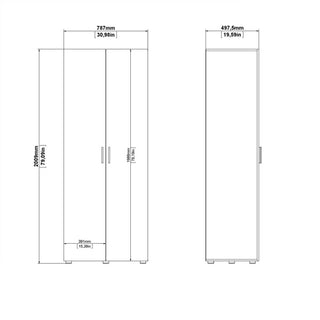 Perkin Wooden Wardrobe With 2 Doors In Black