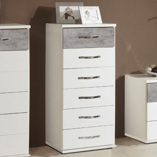 Radnor 46cm 6-Drawer Tall Chest - Concrete Grey & White