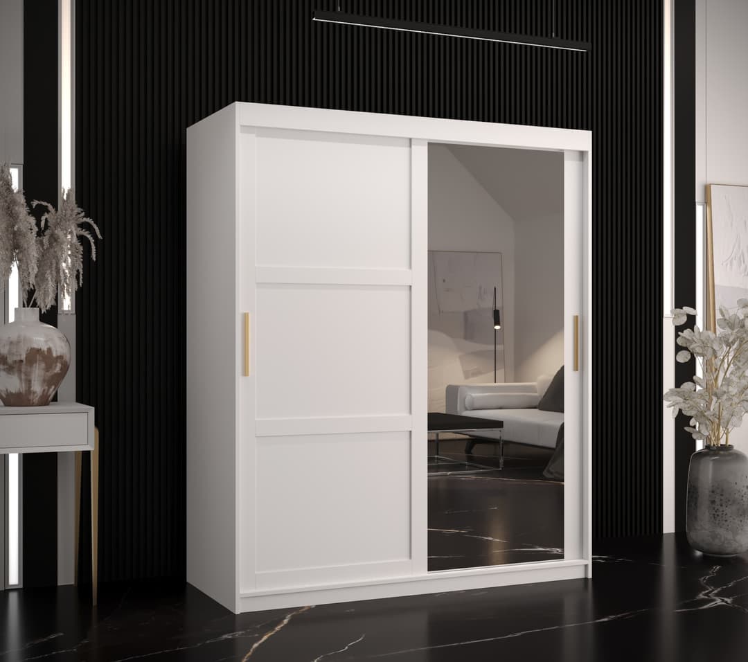 Ramiro II Sliding Door Wardrobe 150cm - White — view 2