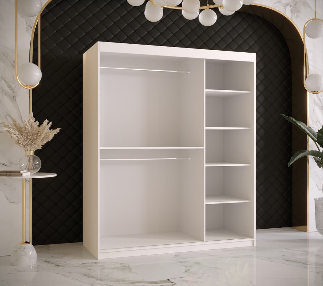 Ramiro II Sliding Door Wardrobe 150cm - White — view 3
