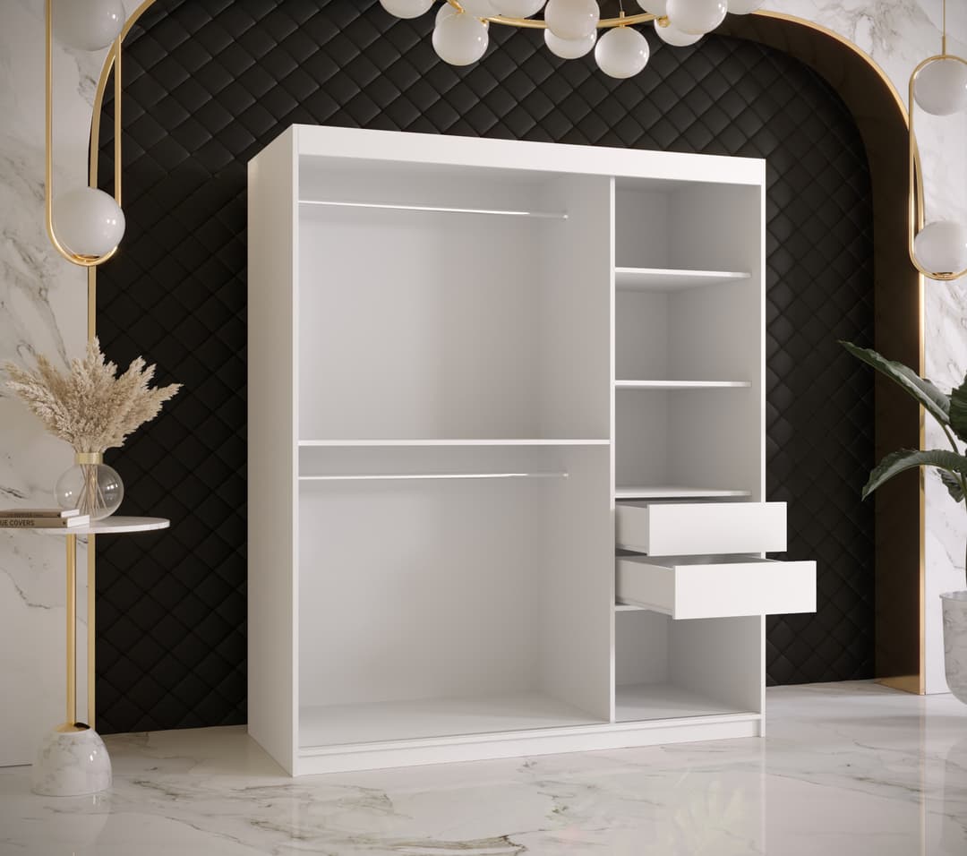 Ramiro II Sliding Door Wardrobe 150cm - White — view 4