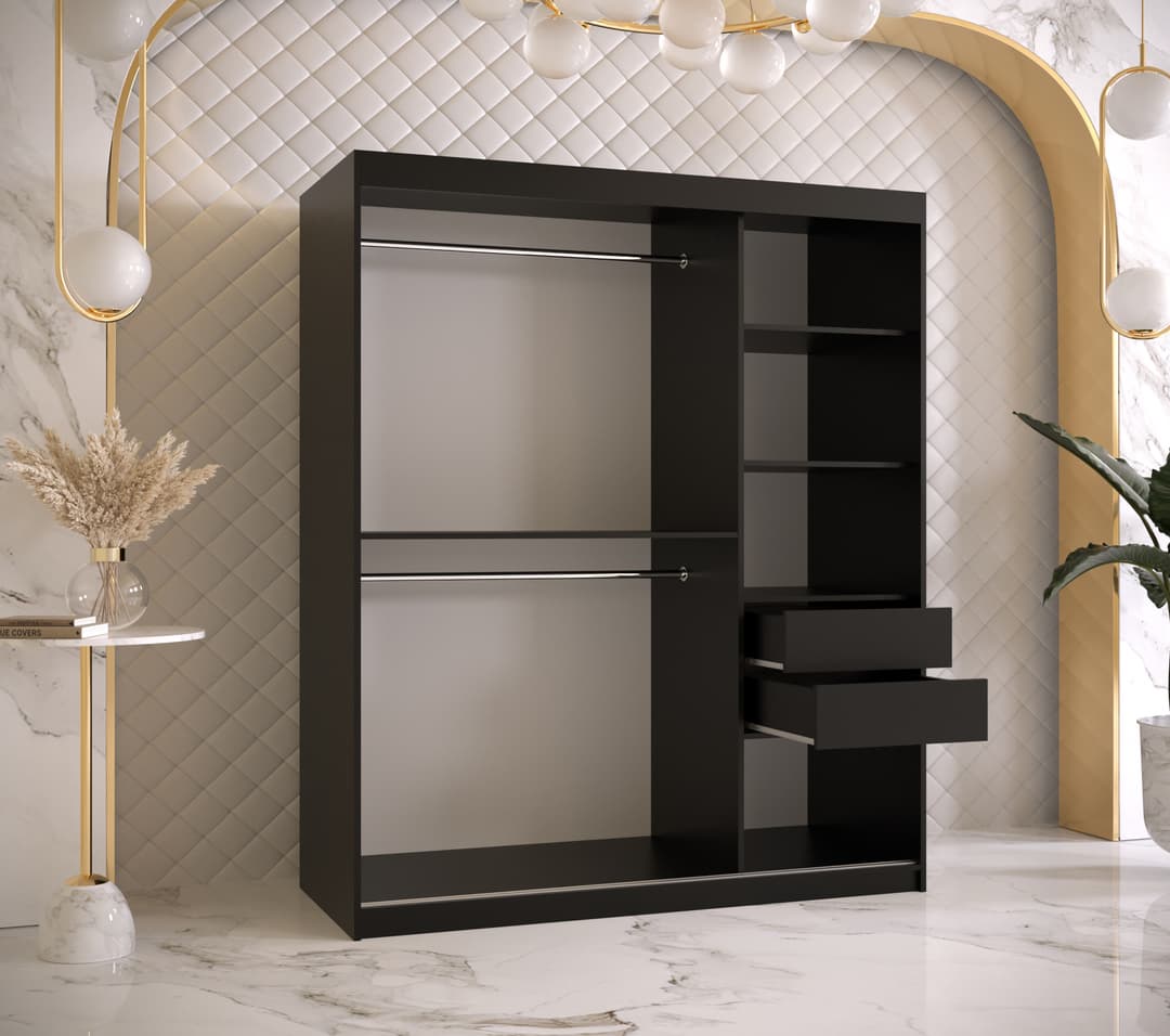 Ramiro II Sliding Door Wardrobe 150cm - Black — view 4