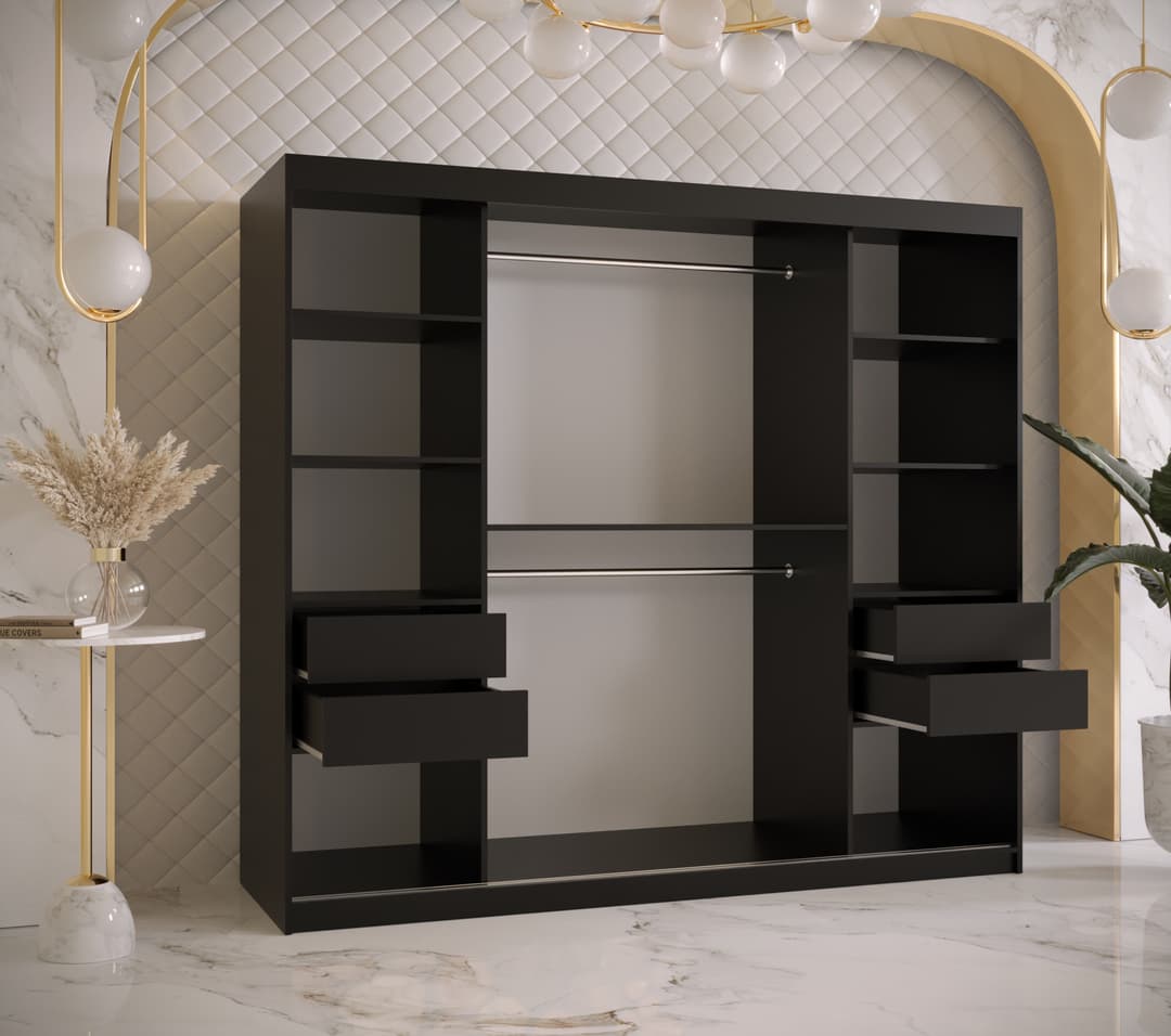 Ramiro II Sliding Door Wardrobe 200cm - Black — view 4