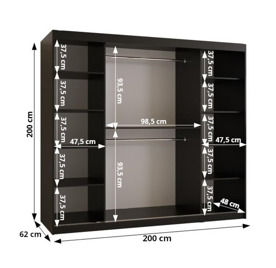 Ramiro II Sliding Door Wardrobe 200cm - Black — view 5