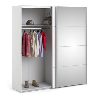 Reck II Mirrored Wardrobe With 2 Sliding Doors In White